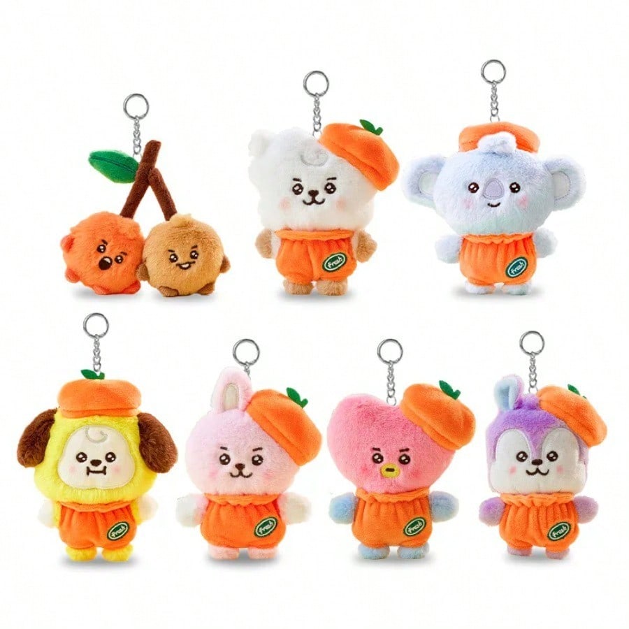 LINE FRIENDS BT21 Anime Kpop 12cm Cooky Shooky Plush Toy Y2K-Style Latest Arrival Cartoon Orange Plush Doll Backpack Keychain