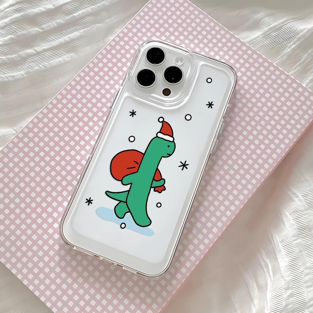 Cute Cartoon Dinosaur Phone Case for IPhone 17 16 16e 15 14 13 12 11 Mini Pro Max X XR XSMax 7 8 Air Plus Transparent Back Cover