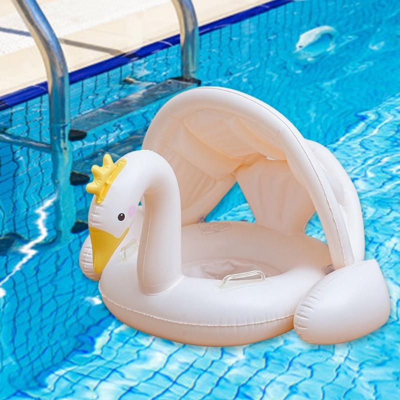 Infant Baby Pool Float Inflatable Swim Rings with Canopies Kids Inflatable Pool Toy Swimming Pool Accessories