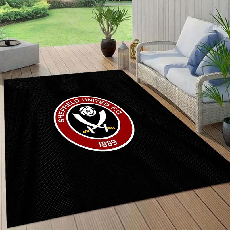 Sheffield United Football Club Flannel Pattern Square Carpet,Area Rug,Carpet Rug for Living Room Bedroom Sofa Playroom Decor,Non-slip Floor Mat