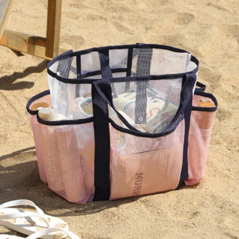 Handliche Strandtasche Große Kapazität Reise Badeanzug Aufbewahrungs-Organizer Tragbare Tote Tasche Schwimm-Netz Tasche für den Urlaub Neue Sporttasche