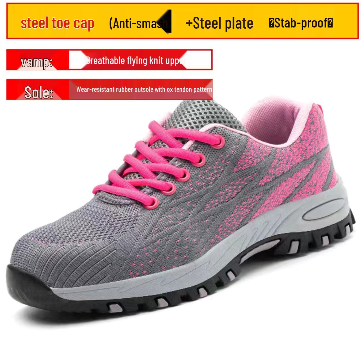 Women s Summer Lightweight Steel Toe Safety Shoes - Anti-Smash, Anti-Puncture, Breathable, Wear-Resistant