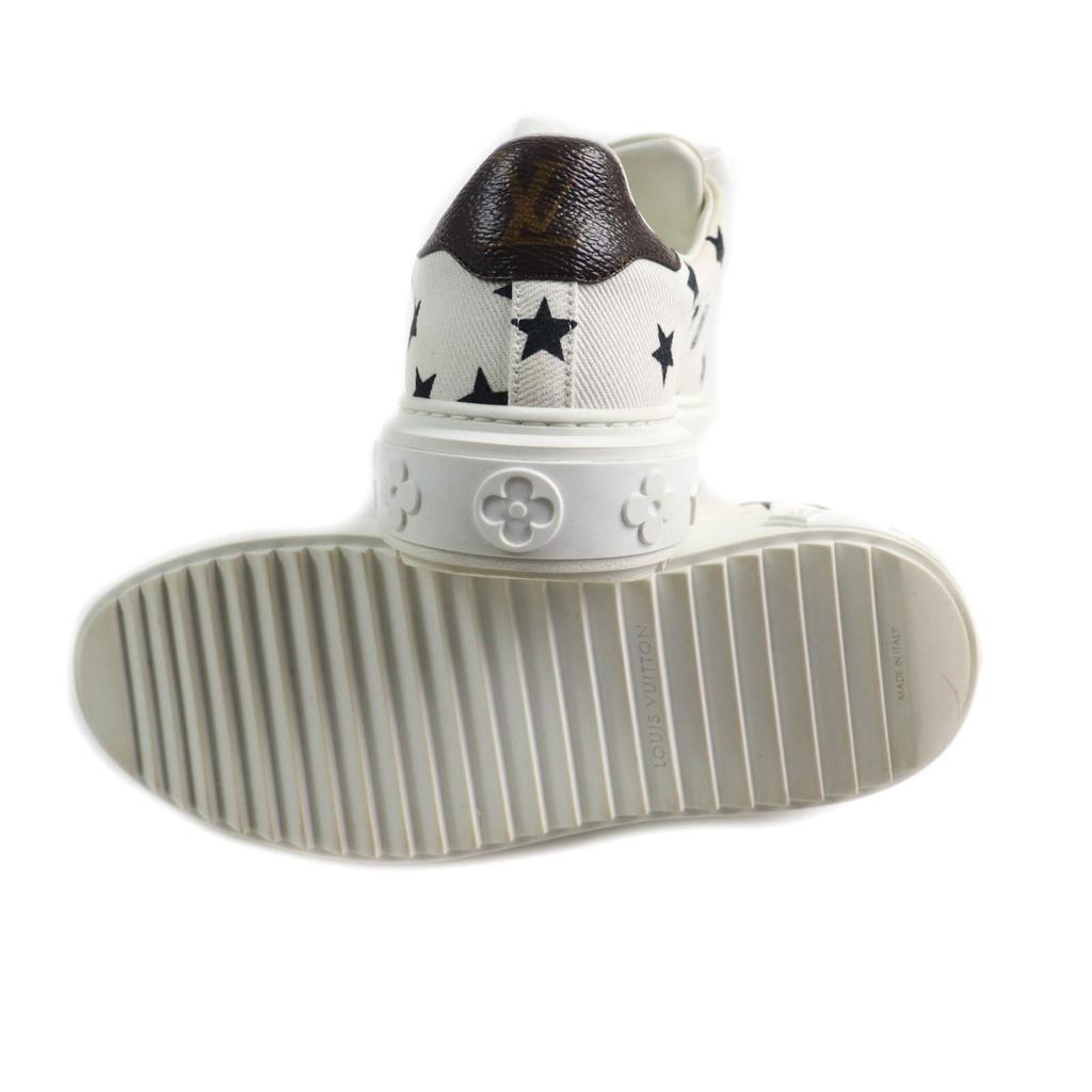 Great LOUIS VUITTON Sneakers timeout line Monogram star Leather White Canvas Used