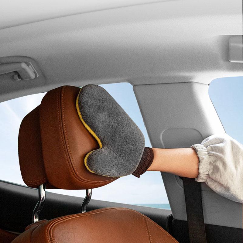 1Pcs Car Wash Gloves Double-sided Thickened Coral Fleece Rubbing Thumb Gloves Decontamination Car Wash Tool Household