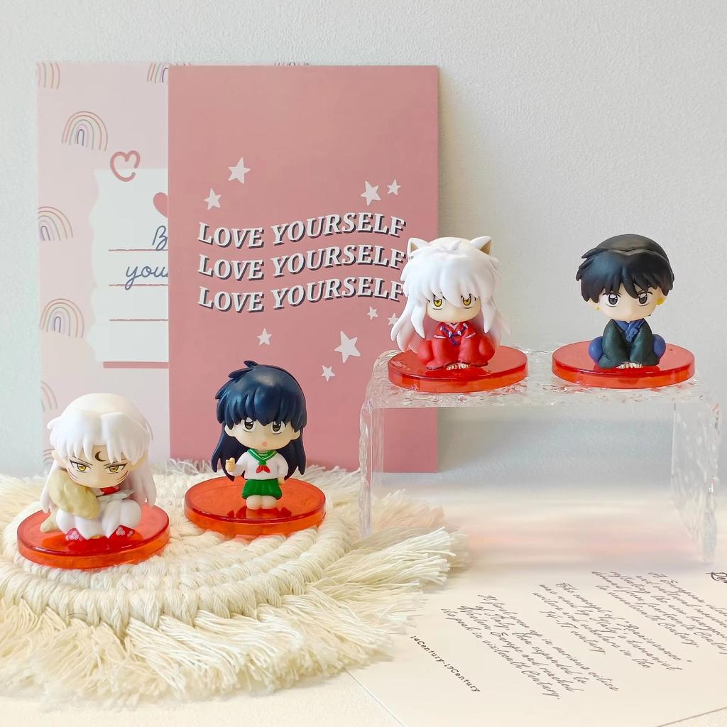 4 Pezzi/8 Pezzi/Set Inuyasha Seduto Q Version, Figura Anime Kagome Higurashi Kikyou Shippou Sango Giocattolo Action Figure in PVC Modello Bambola Regalo