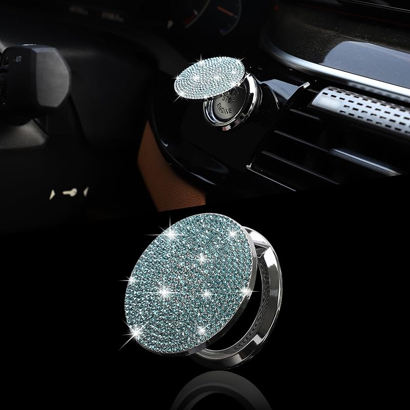 TOMALL Bling Car Engine Start Button Cover Diamond Crystal Push Start Ring Sticker Sparkly Accessories Circle Ring Bling Ignition Button Rhinestone светло-синий