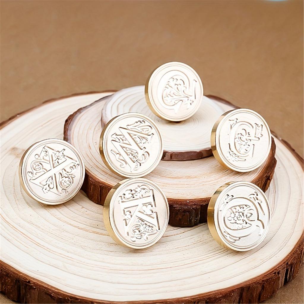 Wax Seal Stamp Set Sealing Stamp Kit Alphabet Sealing Wax Stamp Heads with Wooden Handle for Invitations Cards Letters