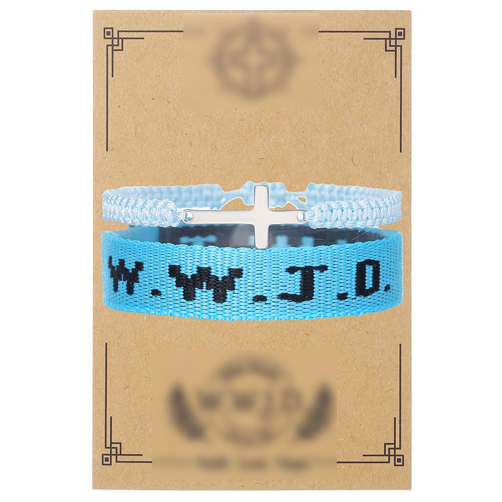 Wwjd Kreuz Armbänder mit Perlen Handgefertigt Geometrisch Polierte Steine Für Männer Frauen Freundschaft Und Glaube
