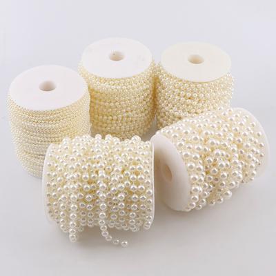 Ivory Round Pearl Beads String Trim Chain Sew Craft Faux Pearls Strand Garland Decorate Floral Centerpieces Favor Christmas Tree