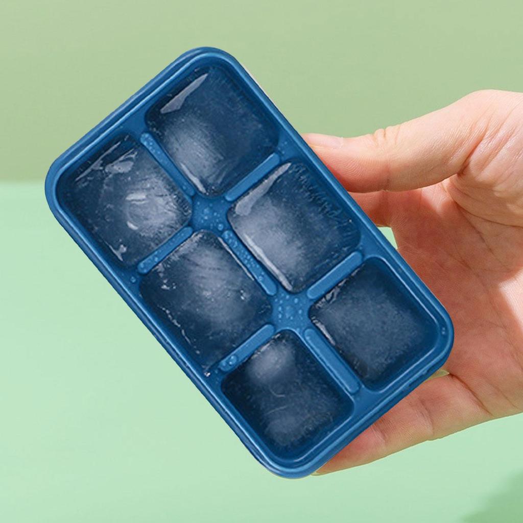 Ice Trays for Freezer 6-Grids Square Ice Trays for Refrigerator Stackable Non-stick Drink Iceblock Mold Food-Grade Kitchen