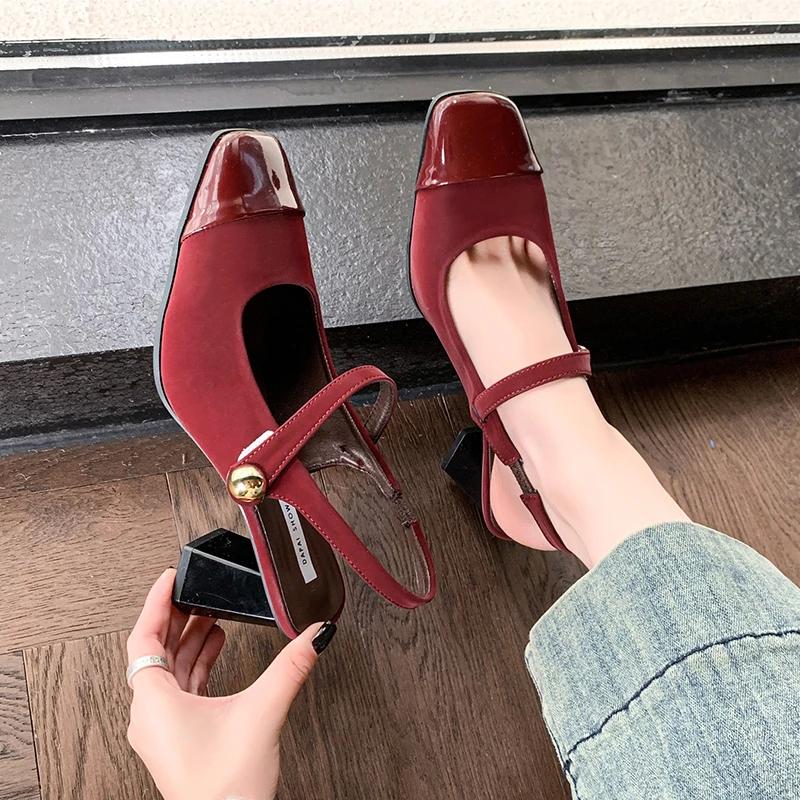 Mode Mary Jane Mode Damen Sandalen 2025 Neue Sommer Sandalen mit Absatz Luxus Retro Schwarz Damenschuhe Geschlossen Mädchen Komfort Hohe Absätze