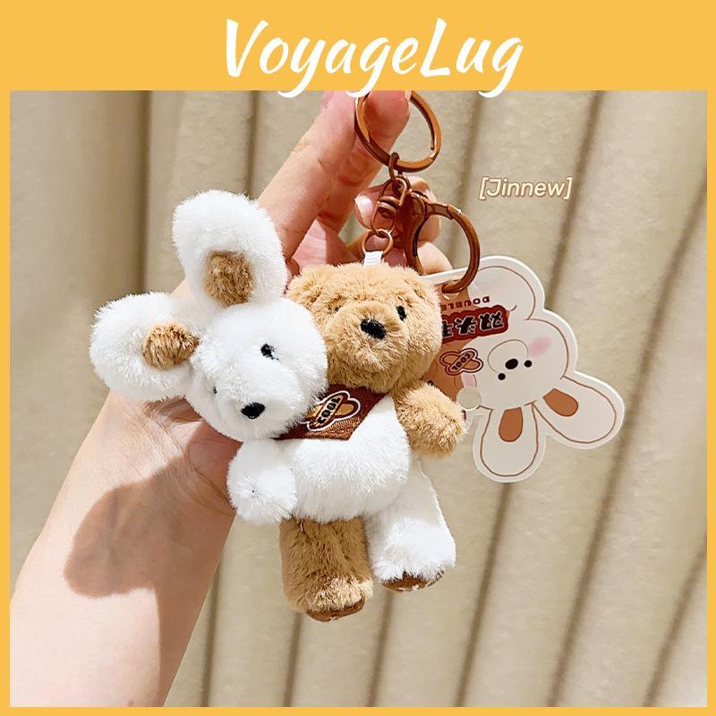 Whimsical Doubleheaded Plush Milk Tea Bear And Bunny Keychain With Cute Colors