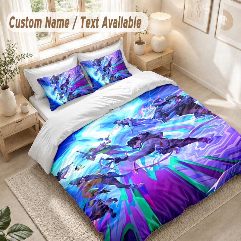 Valorant Bedding Set, 1 Duvet Cover & 2 Pillowcases Soft Comfortable Bedroom Home Textile Decor