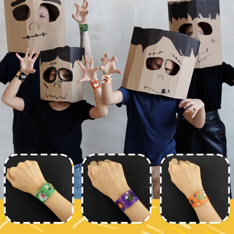 24PCS Halloween Celebration Slap Bracelets Comfortable Wear Wristbands Bracelets for Parties and Night Event Wholesale