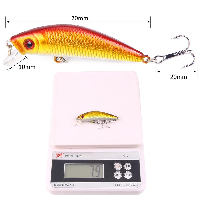Luya Bait Mino 7cm/8.5g High Carbon Steel Three Anchor Hook Plastic Hard Bait Simulation Fake Bait Bait