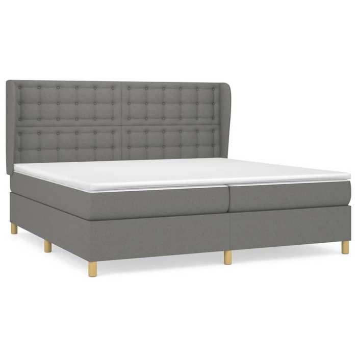 3128870 vidaXL Lit à sommier tapissier avec matelas Gris foncé 200x200cm Tissu
