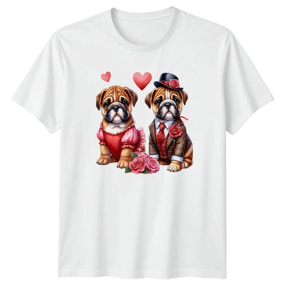 Bulldog Puppies Valentines Day Unisexs TShirt Unisexs Tee Graphic Unisex Top S