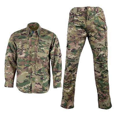 Men's Set Classic Long Sleeve Shirt LS Multicam Camouflage Military Army Men Workwear Pants Set