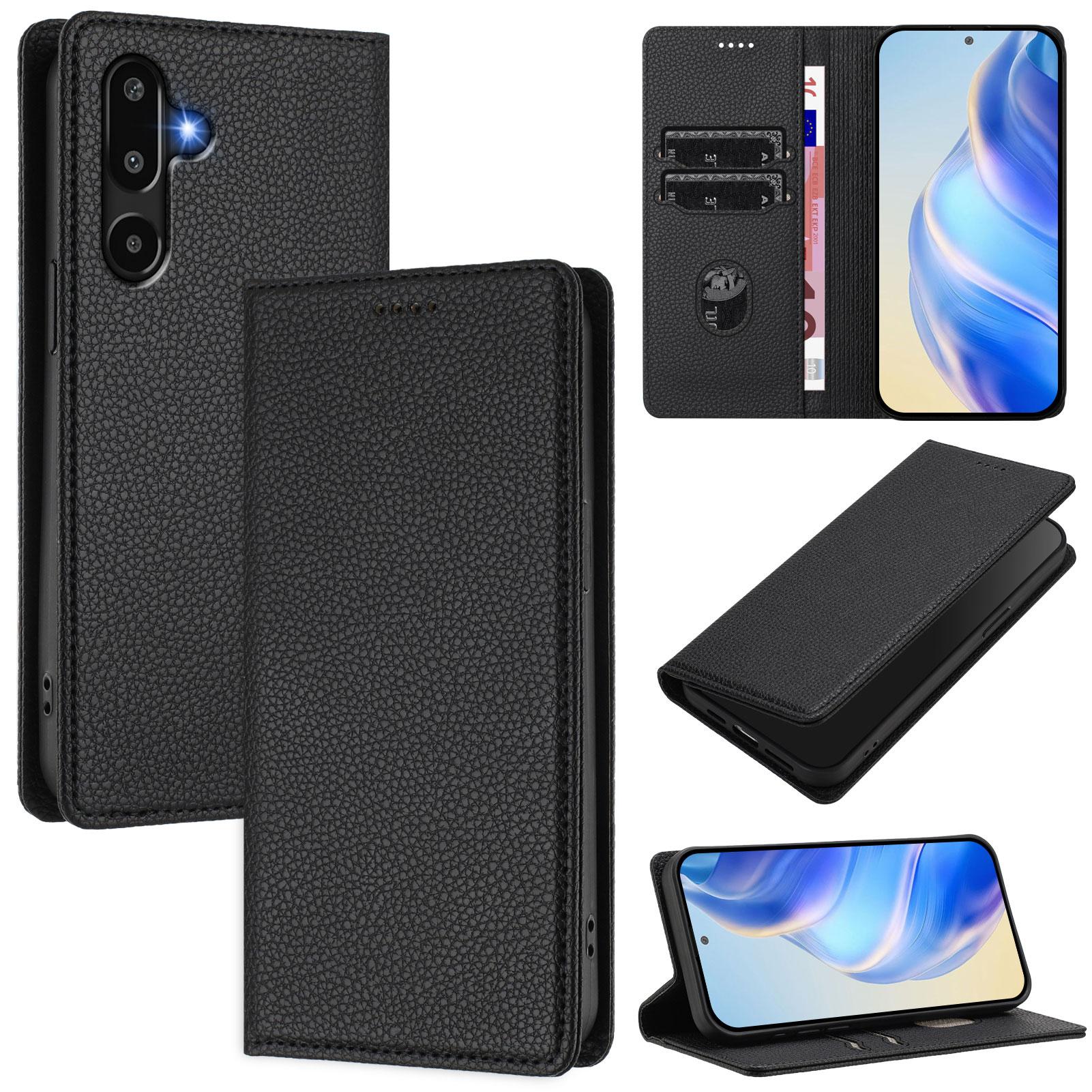 

For Samsung Galaxy M16 5G/Galaxy F16 5G Wallet Case RFID Blocking Litchi Texture Leather Mobile Cover Black