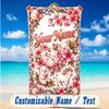 Floral Garden Theme Beach Towel Personalized Custom Name & Text Soft Quick Dry Beach Towel for Swimming Travel