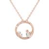 Disney Mickey Mouse Round Pendant Necklace In Silver and Pink Gold with Cubic Zirconia, Perfect for Christmas Gifts (VPCDS20319)