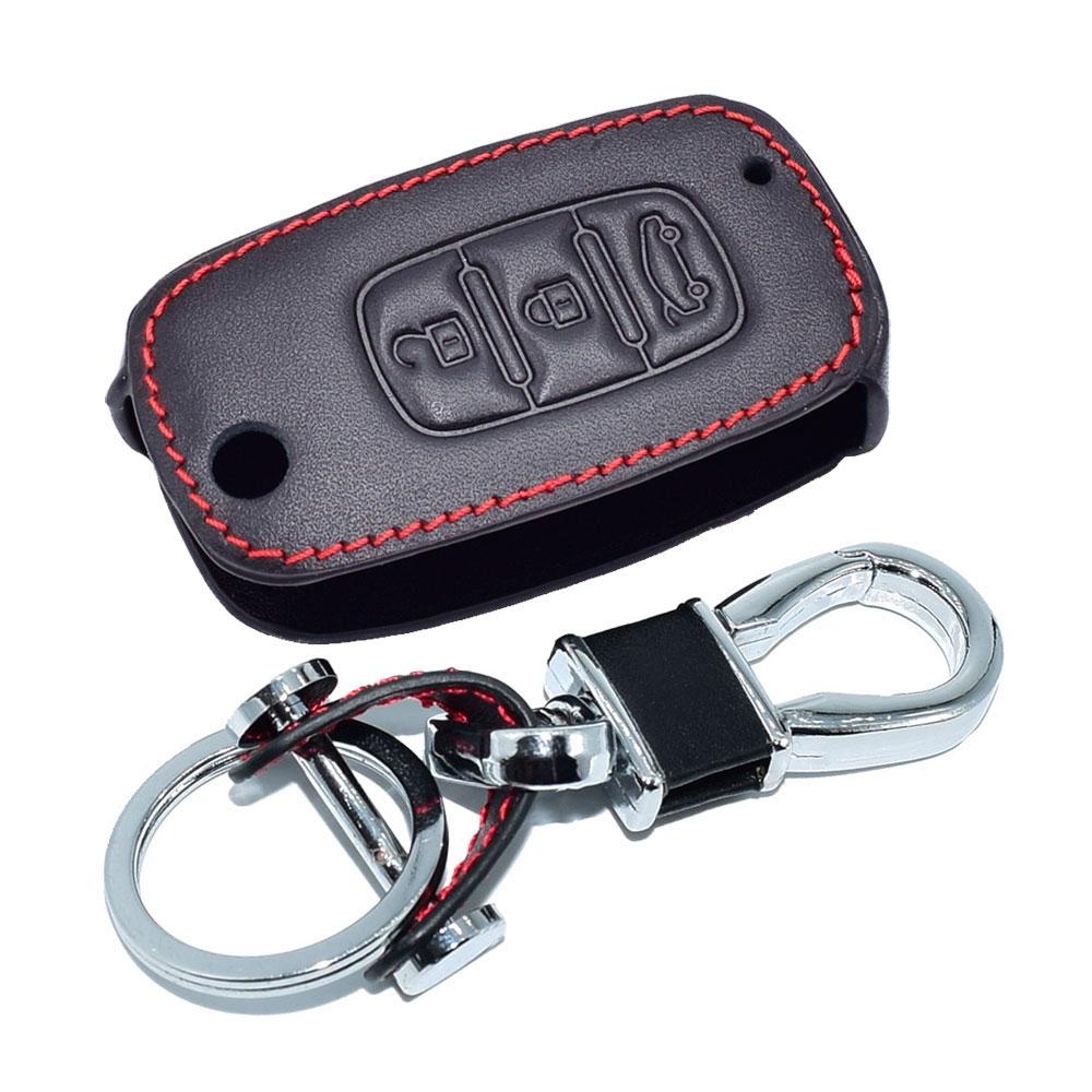 Leather Car Key Case Folding Keychain Holder Remote Cover Skin For Lada Sedan Largus Kalina Granta Vesta X-Ray Xray For Renault