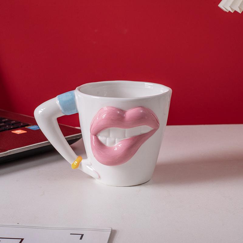 Creative Personalized Ceramic Mug, Water Cup, Milk Cup, Home Gift Cup, Coffee Cup, Valentine's Day High-value Couple