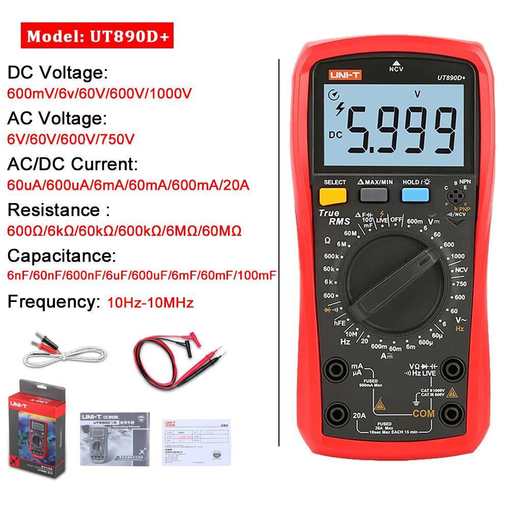 UNI-T Digital Multimeter Professional AC DC Electrical Multi Meter UT890C UT890D+ UT89X UT89XD UT161E UT61B+ UT61D+ UT61E Plus