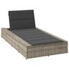 Sun Lounger with Floating Cushion Light Grey Poly Rattan