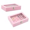 Dustproof Organizer for Earring Ring Necklace Velvet-Clear Lid Jewellery Holder