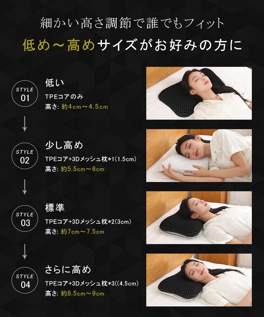 TPE Gel Pillow, Fiber Pillow with Two Covers, 13 Height Adjustable Positions, Zero Gravity, Memory Foam, for a Comfortable Sleep, Suitable for Side