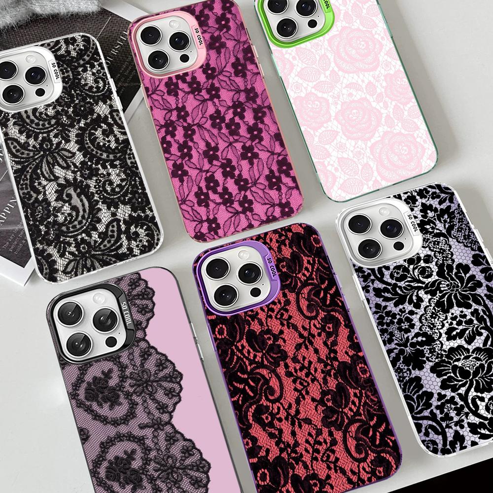 Lace Style Cool Girl Phone Case For IPhone 16 15 14 13 12 11 Pro Max X XR XSMAX 8 7 Plus Matte Shockproof Back Cover