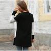 Color Blocked Women's Knitted Sweater for Autumn and Winter Mid To Long Casual Thick Cardigan