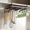 1Pc Wall-Mounted Kitchen Hanging Organizer Rack Multipurpose Under Cabinet Storage With Hooks For Utensils And Tools