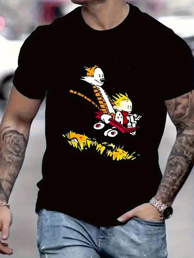 Men s Vintage Calvin & Hobbes Graphic T-Shirt - Calvin Driving redConvertibleCar XXL