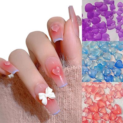 90Pcs Heart-Shaped Color Changing Nail Art Beads, Light Sensitive Change Color Nail Charms Decoration