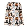 Women's Halloween Print Long Sleeve Pullover Top Round Neck Split Hem Casual Loose Fit Lightweight Sweatshirt
