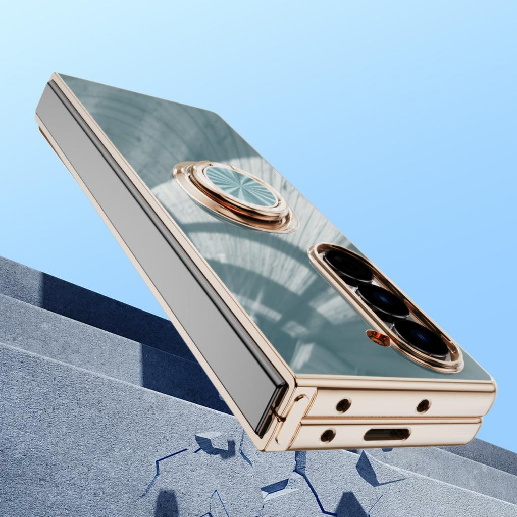 For Samsung Galaxy Z Fold5 5G Case Precise Cutouts 6D Electroplating TPU Phone Cover with Ring Holder