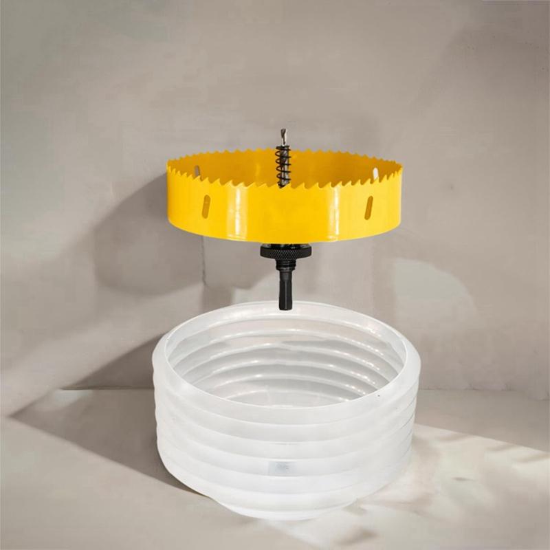 A96I-6-19/64 Hole Saw For Recessed Lights,Hole Saw Dust Bowl For Recessed Lighting 6In Include 3/8In Hex Shank&SDS Plus Arbor