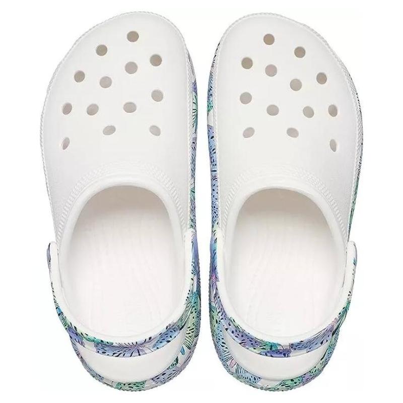 Crocs Breathable Round-toe Butterfly Platform Clogs Unisex White