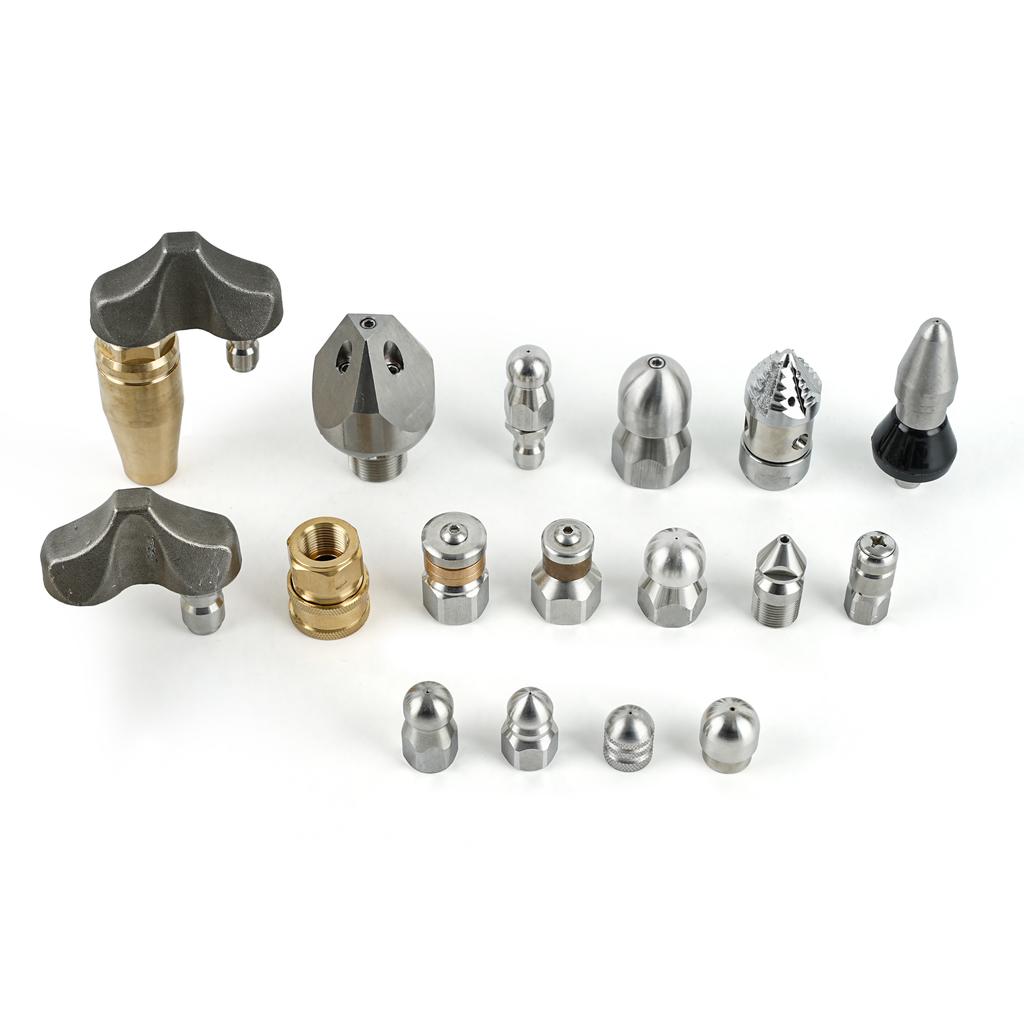 Stainless Steel Sewer Cleaning Nozzle Random Flow Front 1 Back 6 Drain Blaster Pipe Unclogging Internal Cleaning Dirt Flushing