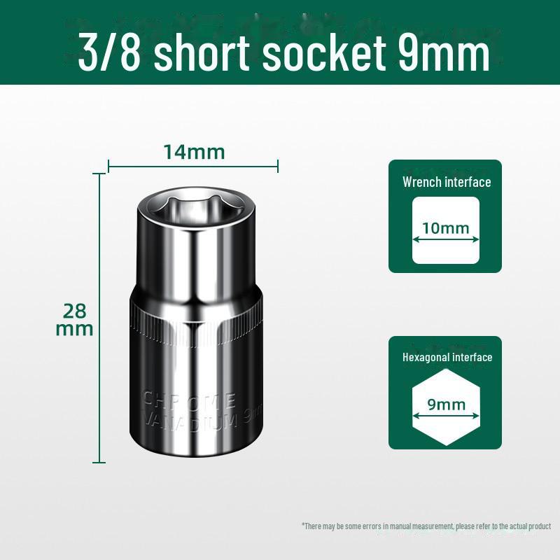Baolian 3/8" Short Socket Wrench with 10mm Extended Hexagonal Socket