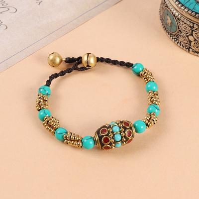 Tibetský náramek nika retro dámský exotický styl zvonkový náramek pánský nepálské vintage doplňky