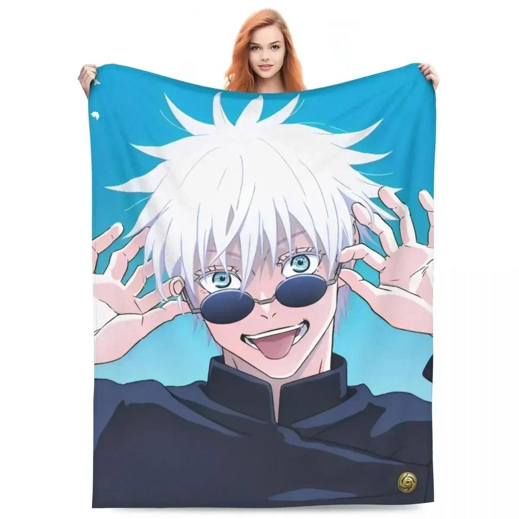 Gojo Satoru Koc Flanelowy Letni Klimatyzacja Anime Jujutsu Kaisen Miękki Koc Rzutowy do Pościeli Sypialnia Narzuta