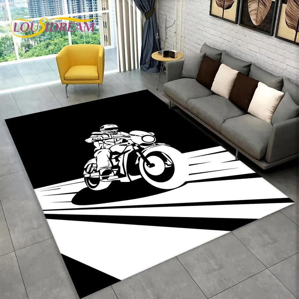 Tappeto da Area Tappeto da Corsa per Moto 3D Grande, Tappeto per Casa Soggiorno Camera da Letto Divano Zerbino Decorazione, Tappetino Antiscivolo per Giochi per Bambini
