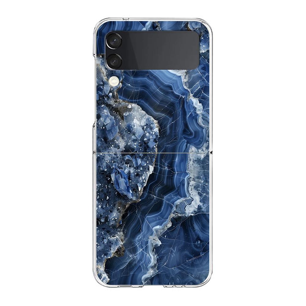 Transparent Phone Case For Samsung Galaxy Z Flip 3 4 5 6 7 Hard Folding PC Z Flip3 Flip4 Cover Marble Stone