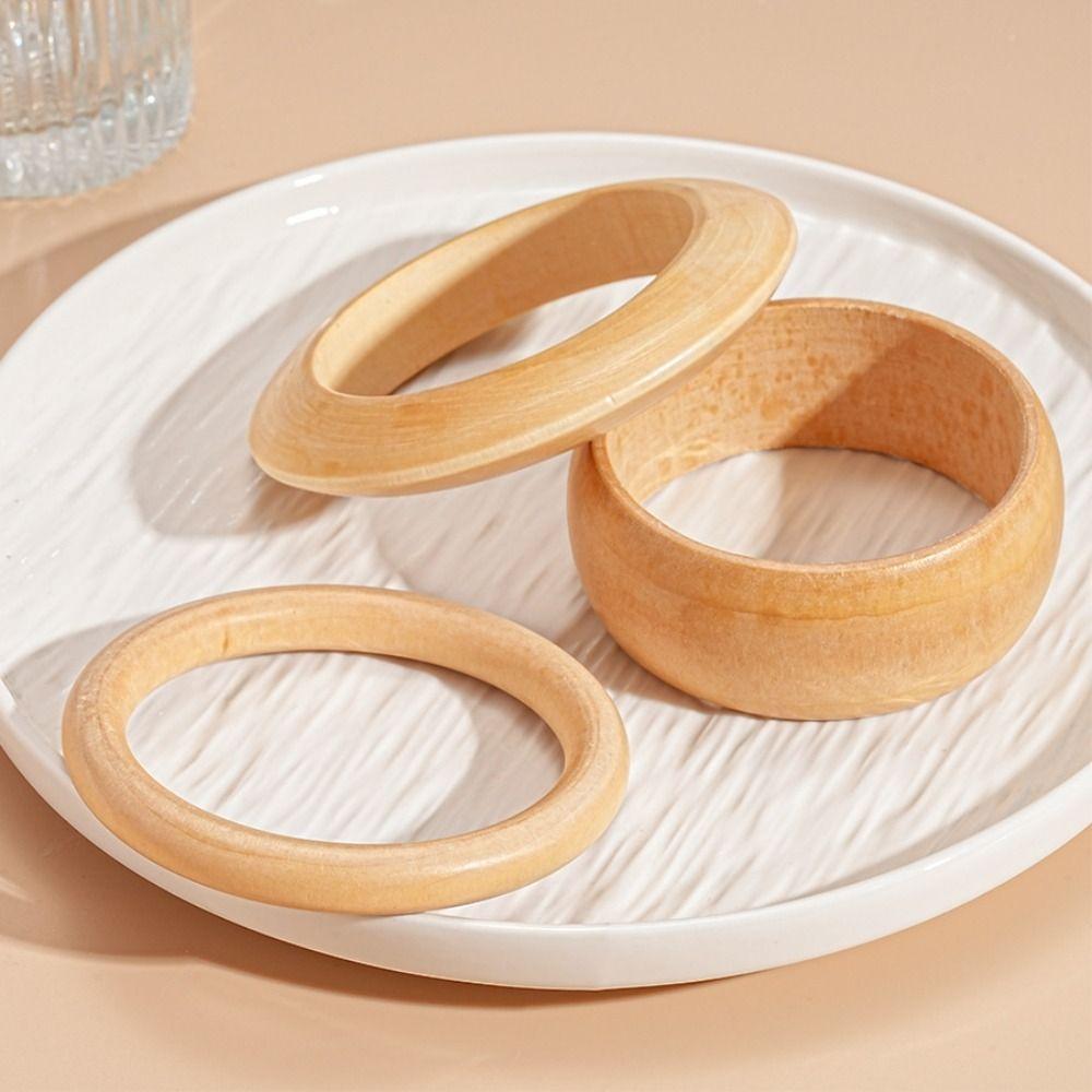 Europe American Style Wood Wide Bangle Bohemian Retro Hand Ring Strip Pattern Bracelet Decoration