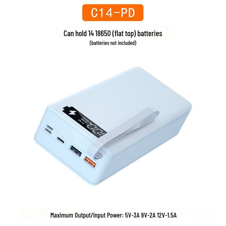 14-Section 18650 Battery Power Bank Kit, DIY Fast-Charging Shell