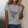 Women's Casual Floral Print Short Sleeved T-shirt With Round Neck  Top