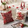 AVOIN Colorlife Valentine's Day Heart Rose Basket Throw Pillow Covers, 18 X 18 Inch Balloon Bear Red Anniversary Wedding Cushion Case Decoration for